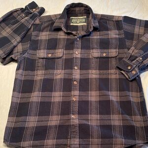 Field & Stream Dark Plaid Flannel Button Up Shirt , L , 15